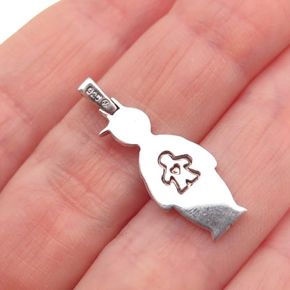 925 Sterling Silver Real Round-Cut Diamond Boy Charm Pendant