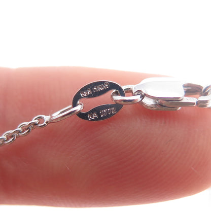 SUN 925 Sterling Silver Real White & Pink Topaz Love Cable Chain Necklace 18"