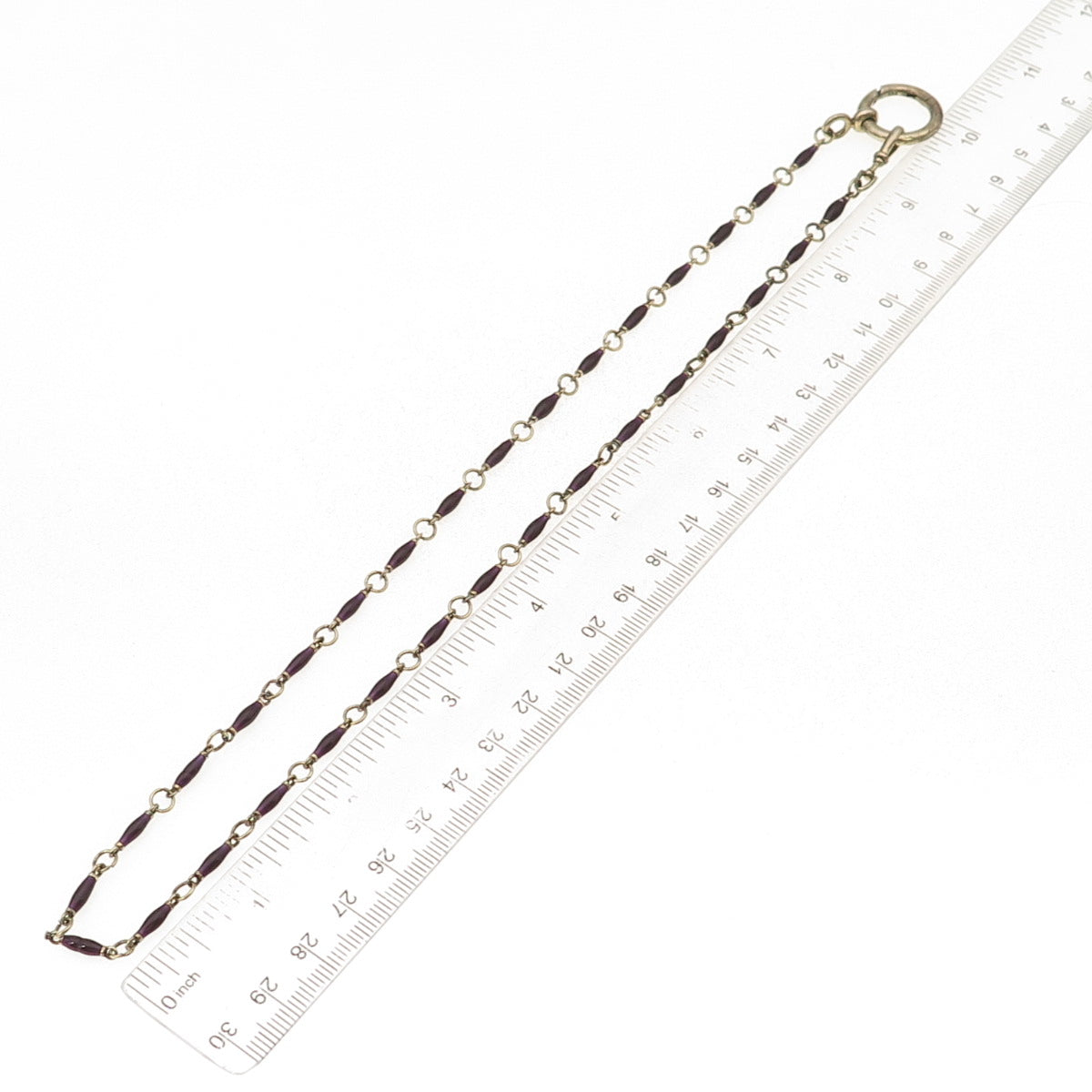 925 Sterling Silver Gold Plated Vintage Enamel Bar Chain Necklace 20"