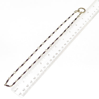 925 Sterling Silver Gold Plated Vintage Enamel Bar Chain Necklace 20"