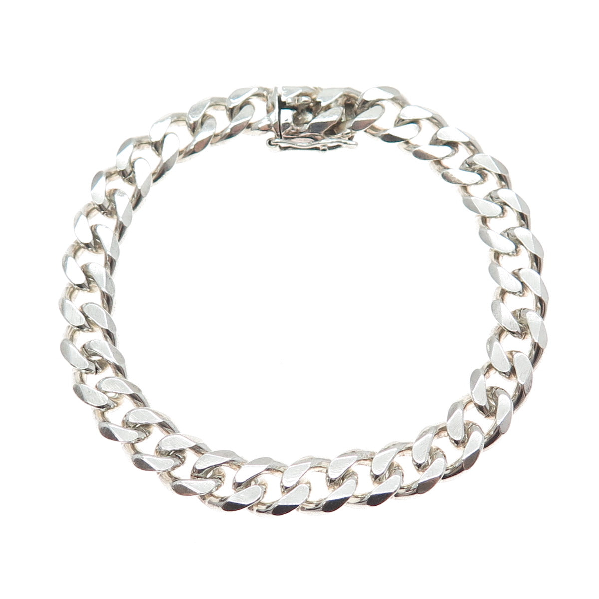 925 Sterling Silver Vintage Spain Cuban Link Bracelet 7.75"