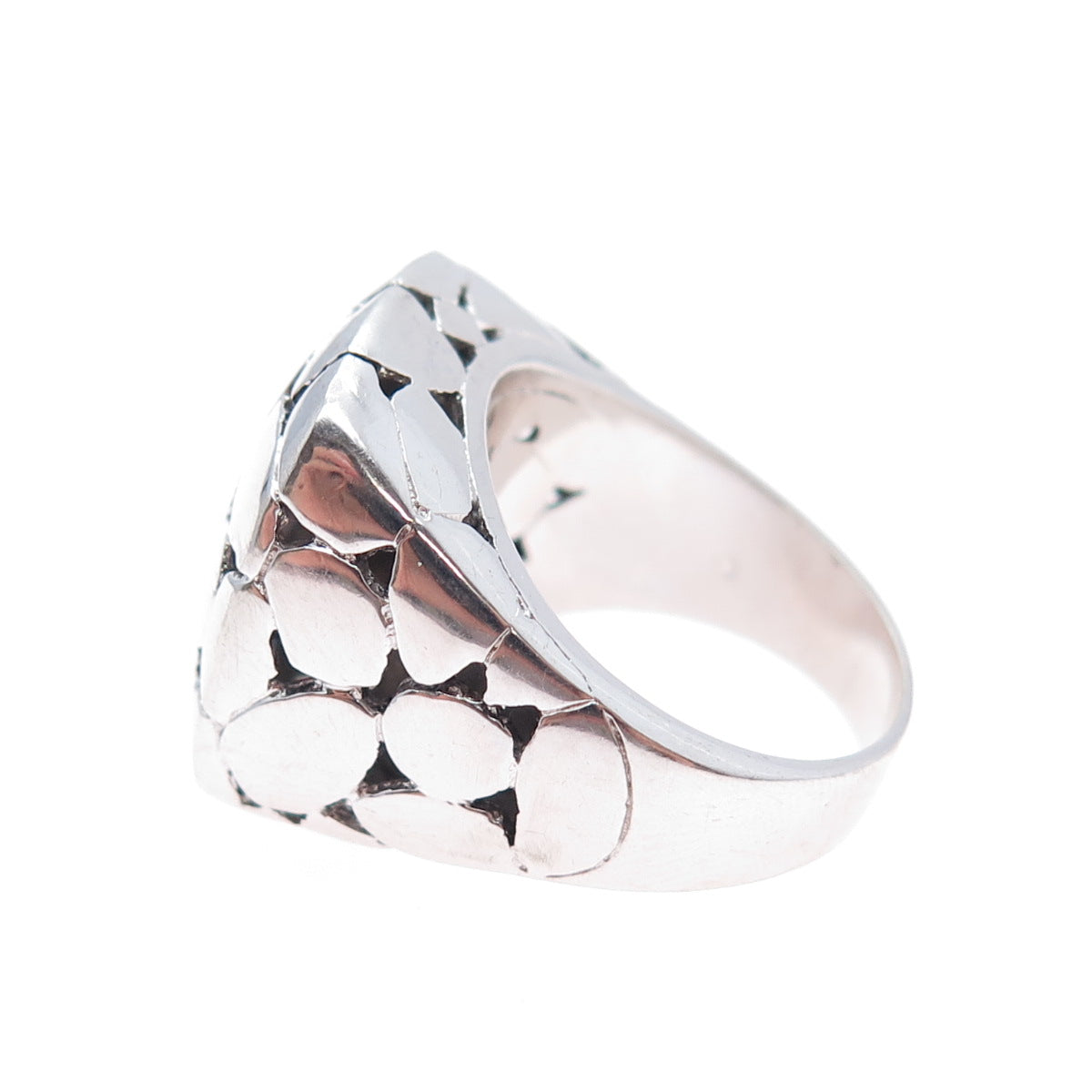 925 Sterling Silver Vintage Modernist Kali Dotted Dome Ring Size 8.25
