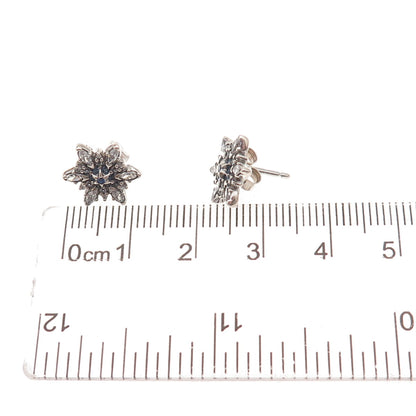 Pandora 925 Sterling Silver Blue & White C Z Snowflake Stud Earrings