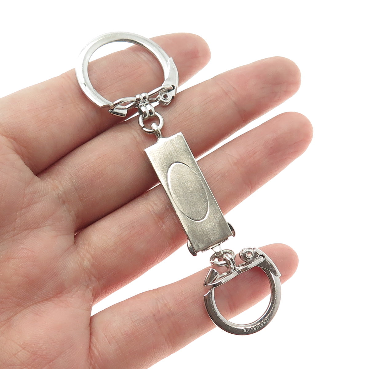 LAMODE 925 Sterling Silver Vintage USA Double Key Ring Holder