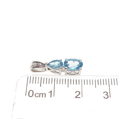 Chuck Clemency 925 Sterling Silver Real Oval & Pear-Cut Blue Topaz Mini Pendant