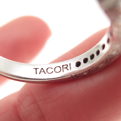 TACORI 925 Sterling Silver Real Swiss Blue Topaz & C Z Ring Size 9