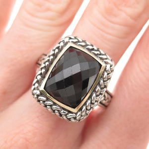 Dasan 925 Sterling Silver 14K Gold Vintage Real Black Onyx Oxidized Ring Size 10