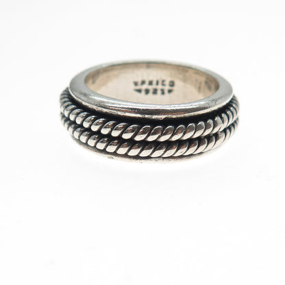 925 Sterling Silver Vintage Mexico Rotating Band Oxidized Ring Size 7.25