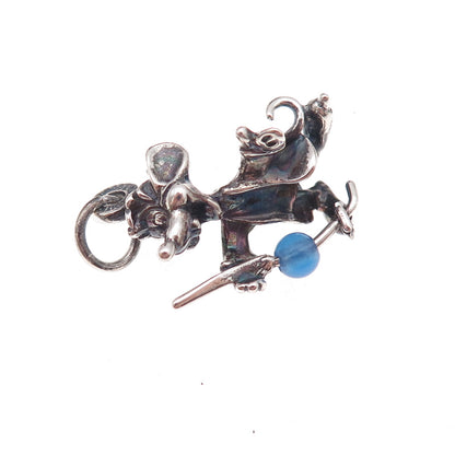 Disney & Cellini 925 Sterling Silver Vintage Glass Jaq Cinderella Charm Pendant