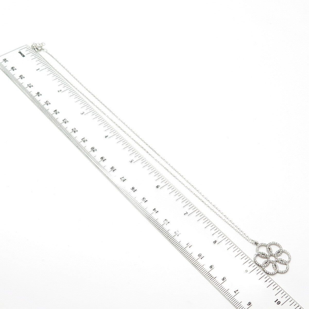 925 Sterling Silver Pave C Z Rolo Chain Necklace 16"