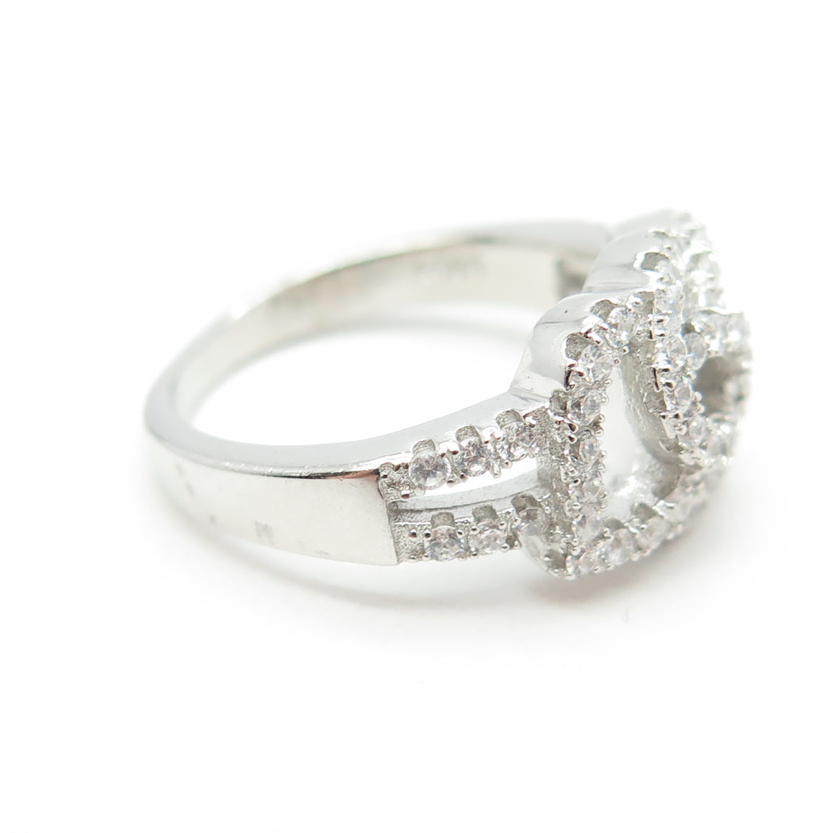 925 Sterling Silver Pave C Z Ring Size 5.5