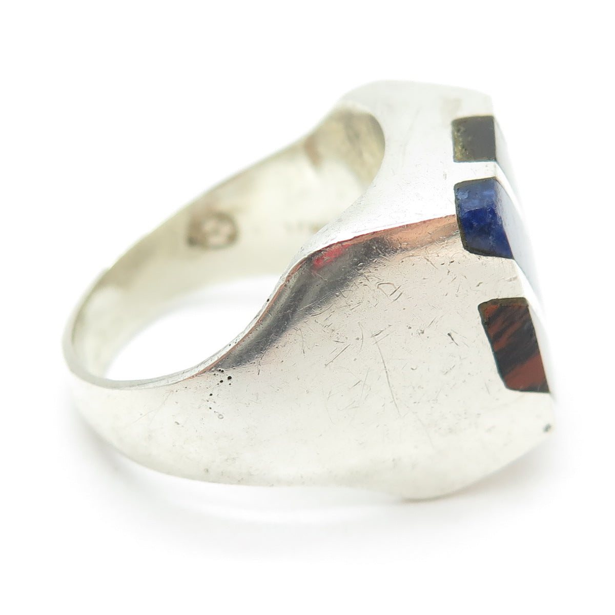 925 Sterling Silver Vintage Real Sodalite & Jasper Ring Size 10.25