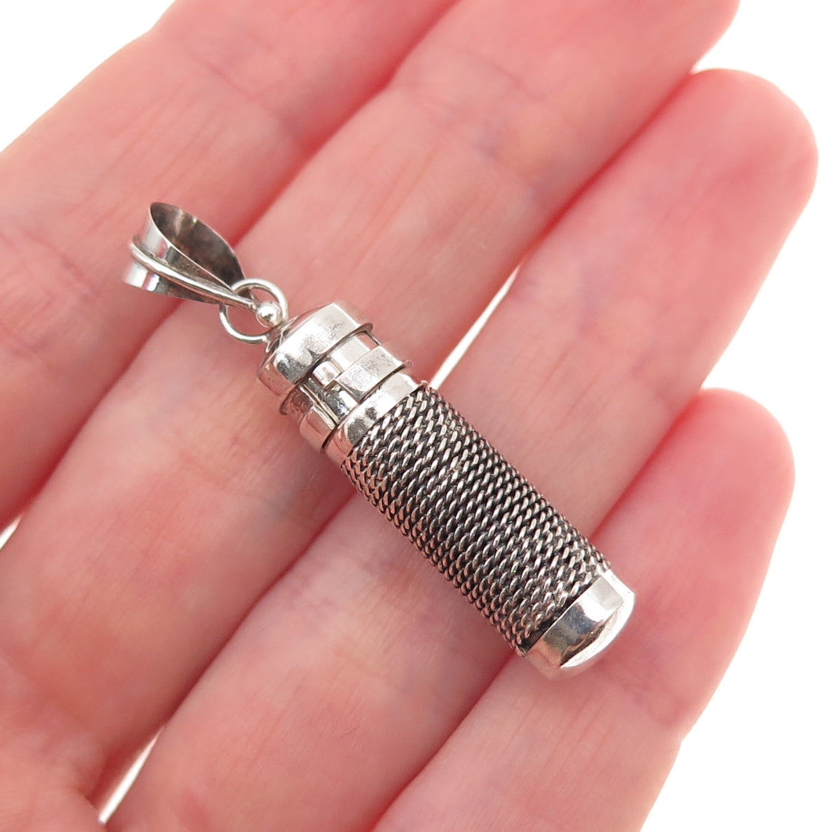 925 Sterling Silver Vintage Prayer Box Oxidized Charm Pendant