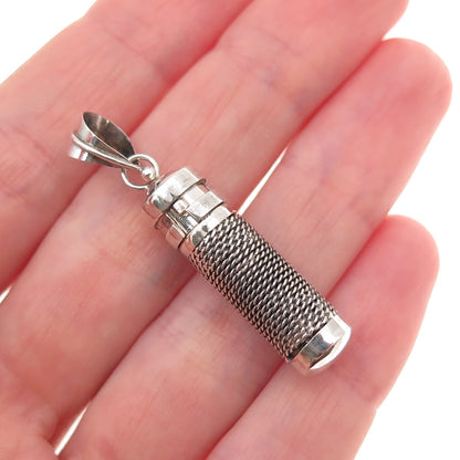 925 Sterling Silver Vintage Prayer Box Oxidized Charm Pendant