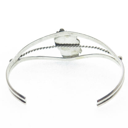 Old Pawn 925 Sterling Silver Vintage Southwestern Black Onyx Cuff Bracelet 6"