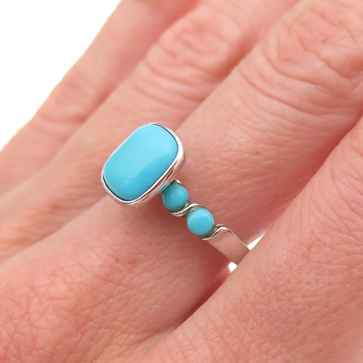 925 Sterling Silver Real Sleeping Beauty Turquoise Ring Size 8