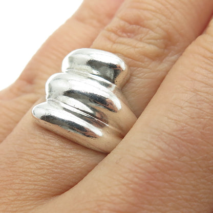 925 Sterling Silver Vintage Ribbed Ring Size 6.5