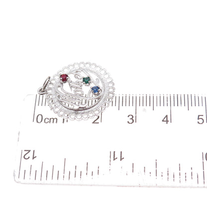Skyway 925 Sterling Silver Vintage Rhinestone Mother Charm Pendant