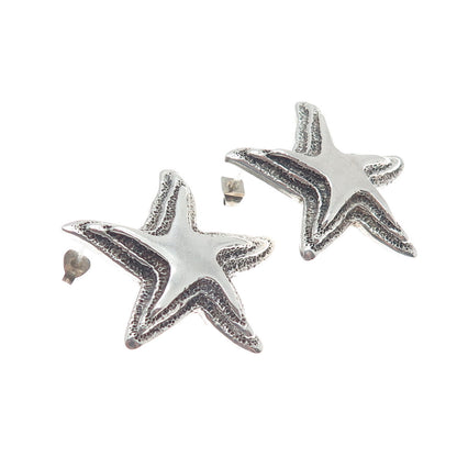 925 Sterling Silver Vintage Mexico Starfish Oxidized Earrings