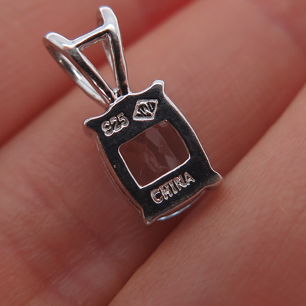 925 Sterling Silver Real Cushion-Cut Blue Topaz Minimalist Charm Pendant