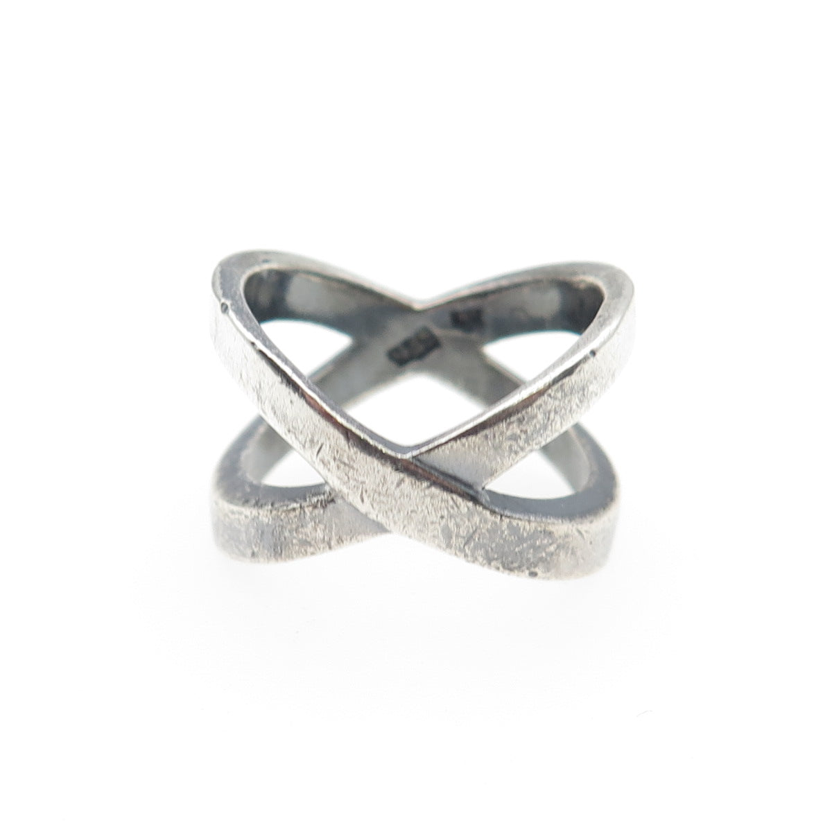 CHAPAL ZENRAY 925 Sterling Silver Vintage Crisscross Oxidized Ring Size 7.5