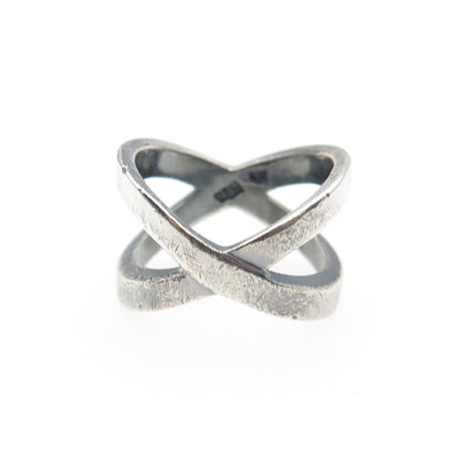 CHAPAL ZENRAY 925 Sterling Silver Vintage Crisscross Oxidized Ring Size 7.5