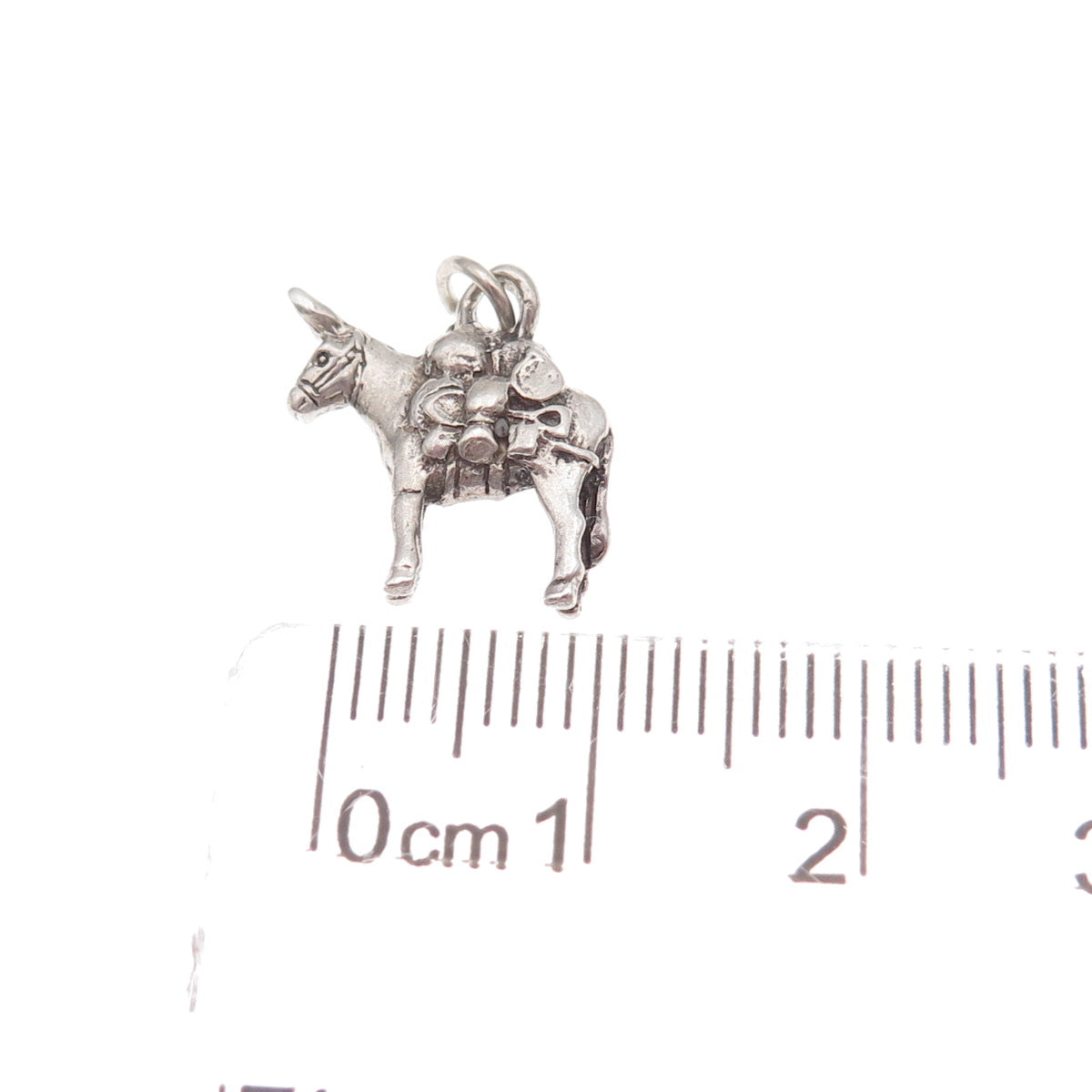 925 Sterling Silver Vintage Donkey Oxidized Charm Pendant