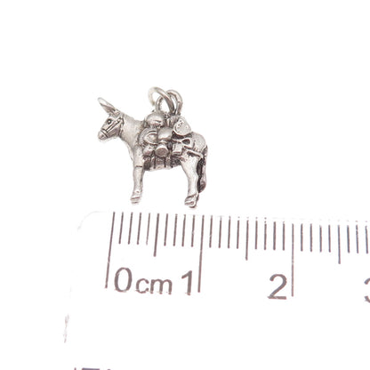 925 Sterling Silver Vintage Donkey Oxidized Charm Pendant