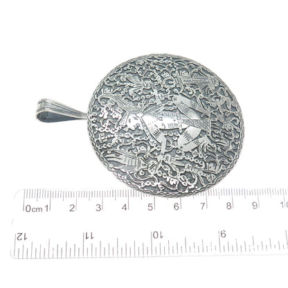 900 Silver Vintage Aztec God Oxidized Pin Brooch / Pendant