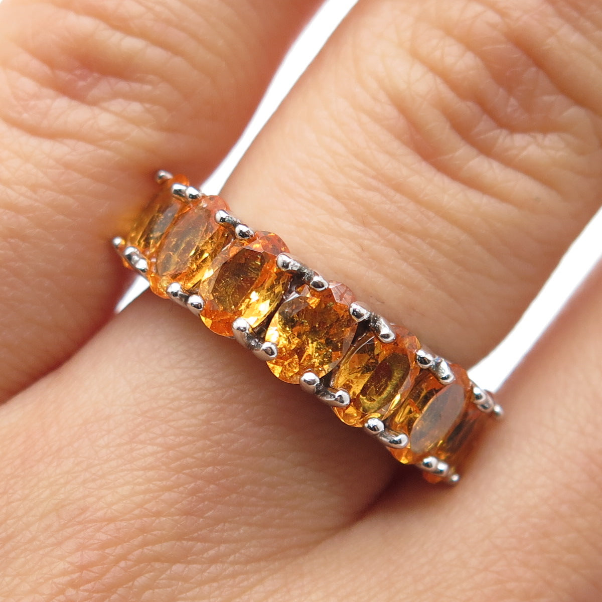 925 Sterling Silver Real Oval-Cut Citrine Ring Size 6.25