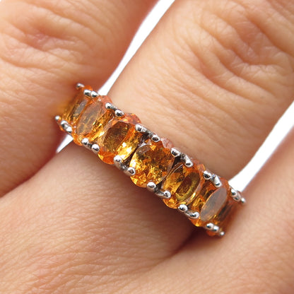 925 Sterling Silver Real Oval-Cut Citrine Ring Size 6.25