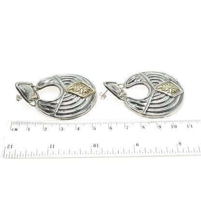 ALUNNO STENDARDI 925 Sterling Silver 2-Tone Vintage Italy Modernist Earrings