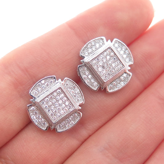 925 Sterling Silver Round-Cut C Z Cross Stud Earrings