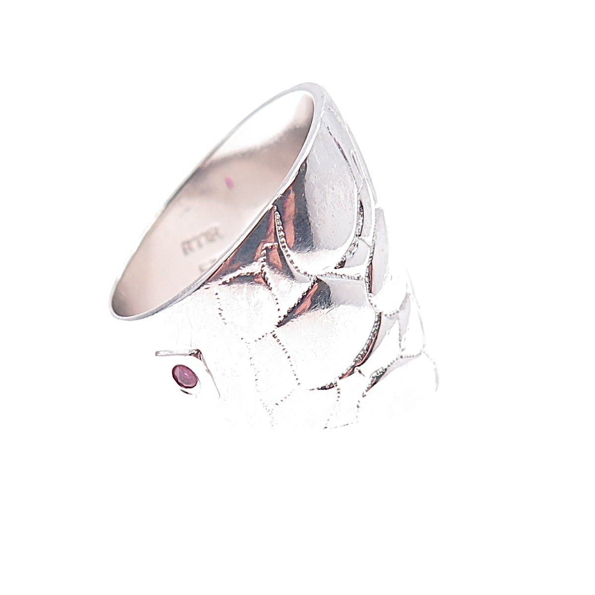 ELLE 925 Sterling Silver Real Round-Cut Ruby Flower Ring Size 8.25