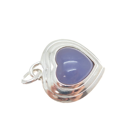 CNA PRANDA 925 Sterling Silver Vintage Real Lavender Jade Heart Charm Pendant