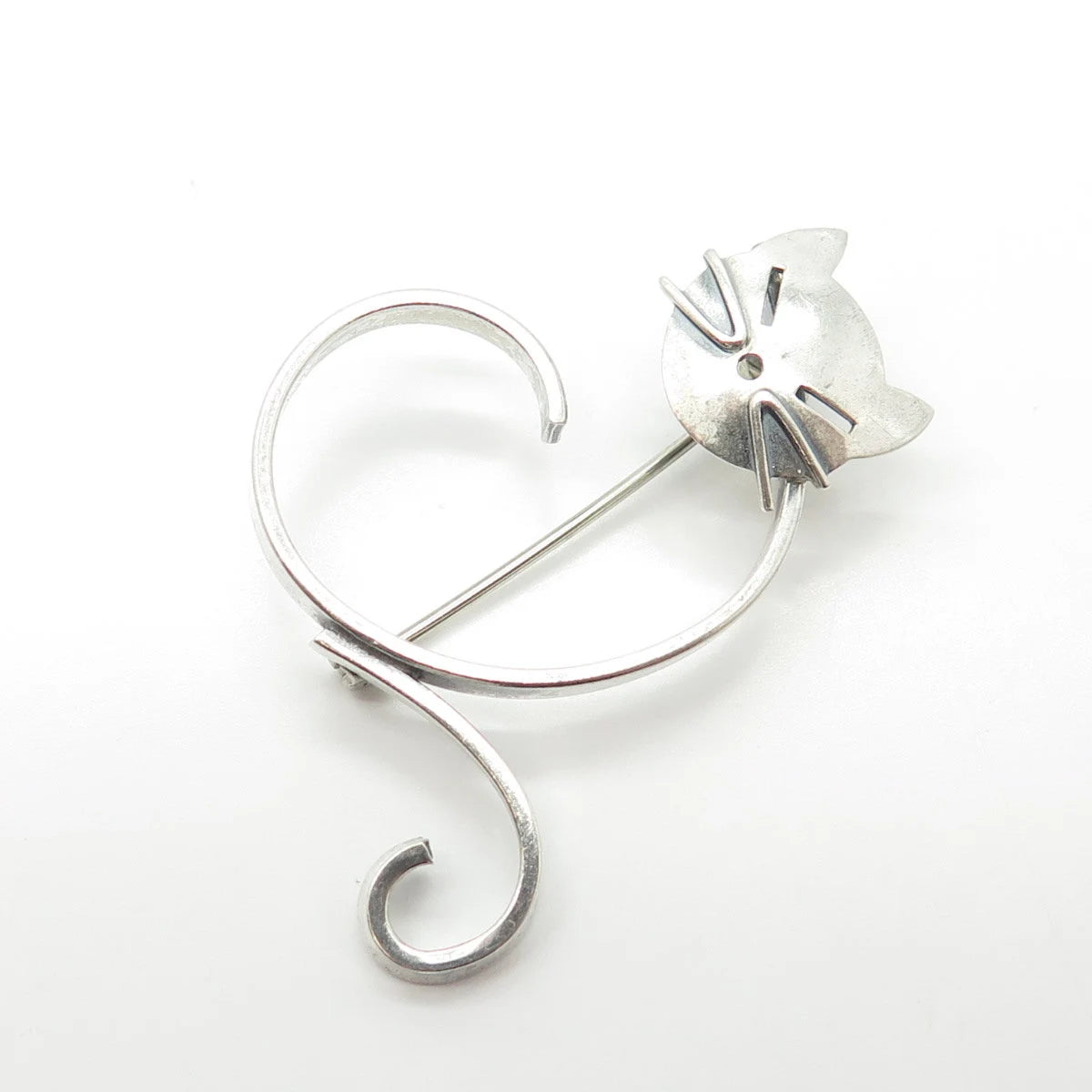 925 Sterling Silver Vintage BEAU Cat / Kitty Pin Brooch