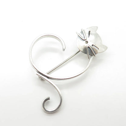 925 Sterling Silver Vintage BEAU Cat / Kitty Pin Brooch