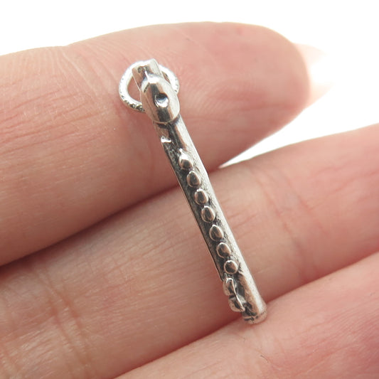 DANECRAFT 925 Sterling Silver Antique Flute Musical Instrument 3D Charm Pendant