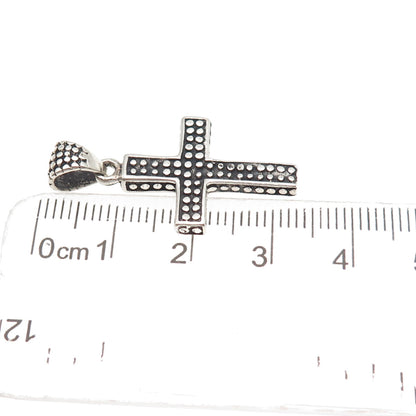 925 Sterling Silver Vintage Cross Dotted Oxidized Pendant