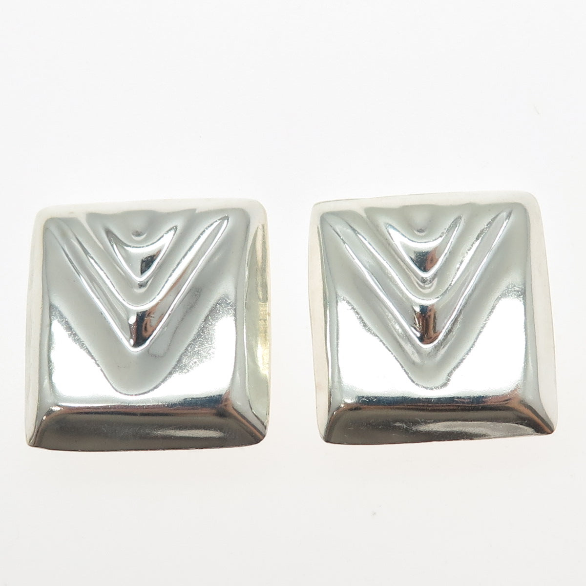 925 Sterling Silver Vintage Mexico Modernist Arrow Clip On Earrings