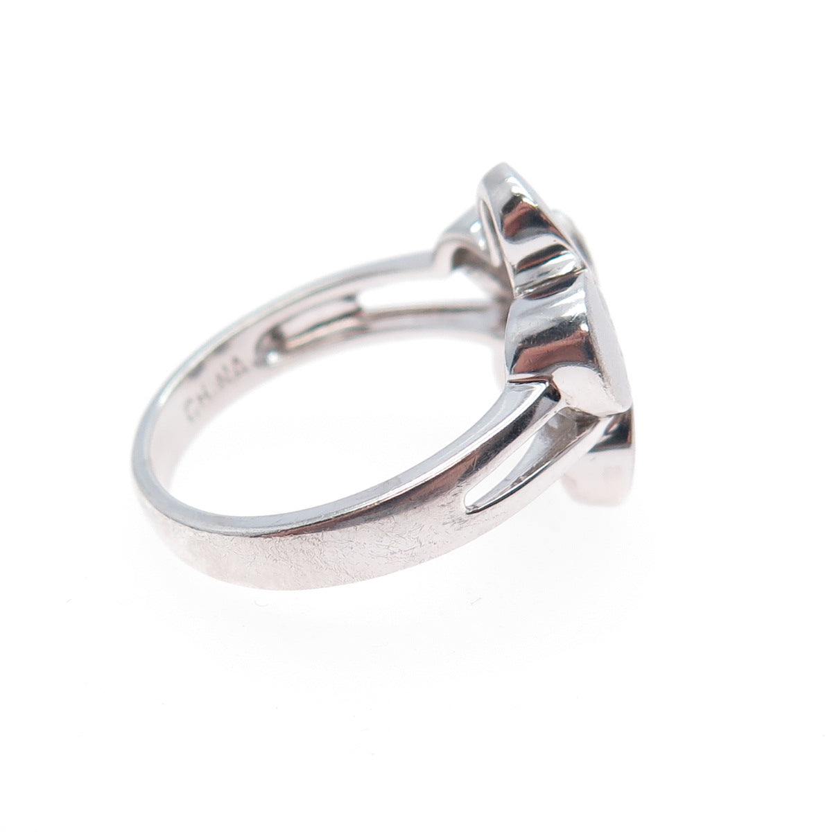 ROSS SIMONS 925 Sterling Silver Real Diamond Hope Flower Ring Size 7.75