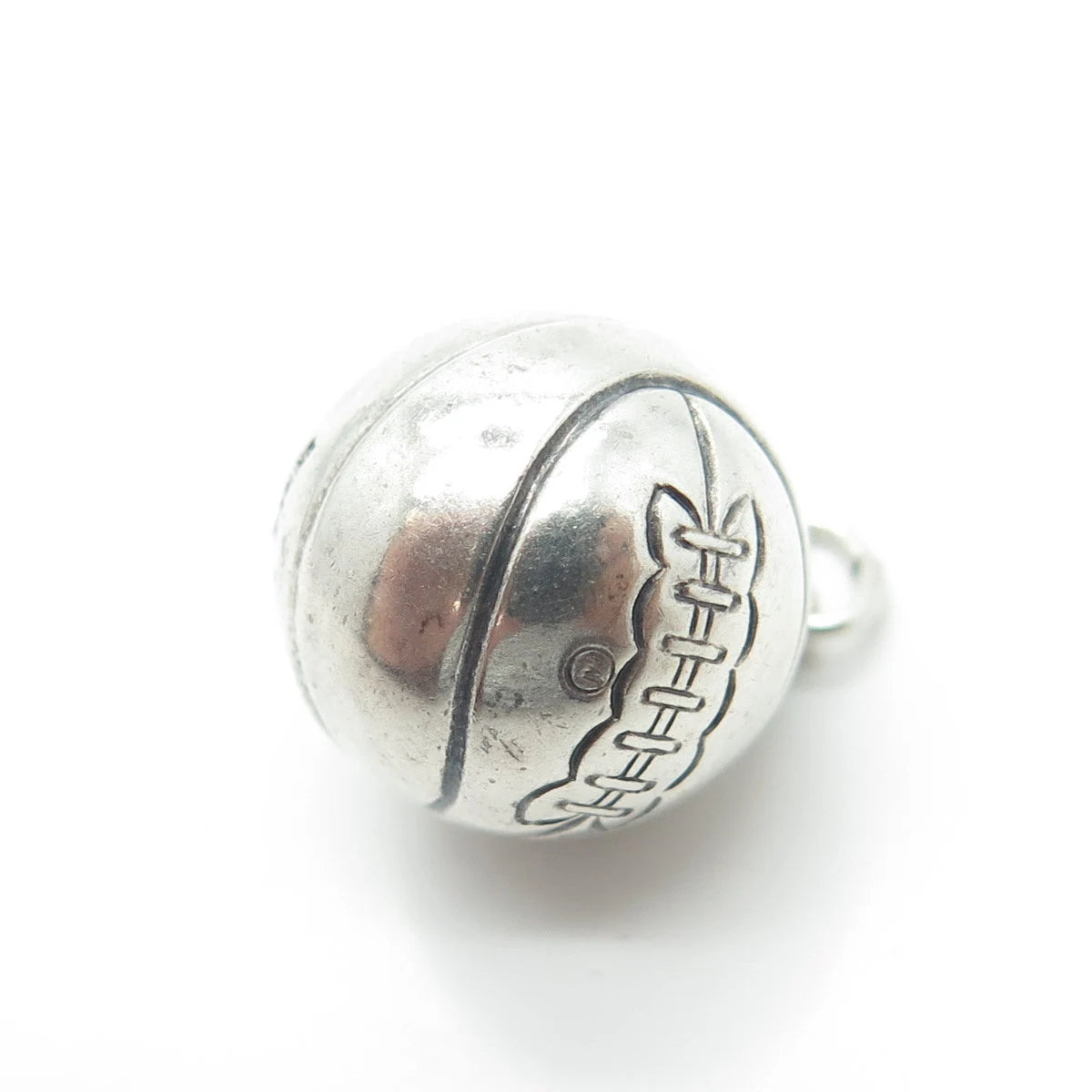 925 Sterling Silver Antique Art Deco Basketball Ball 3D Charm Pendant