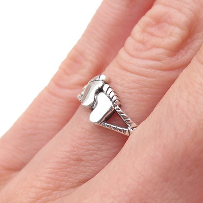 925 Sterling Silver Vintage Baby Footprints Oxidized Ring Size 6