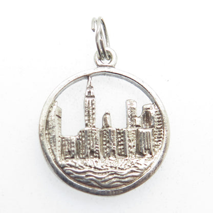 925 Sterling Silver Vintage New York City Skyline Charm Pendant