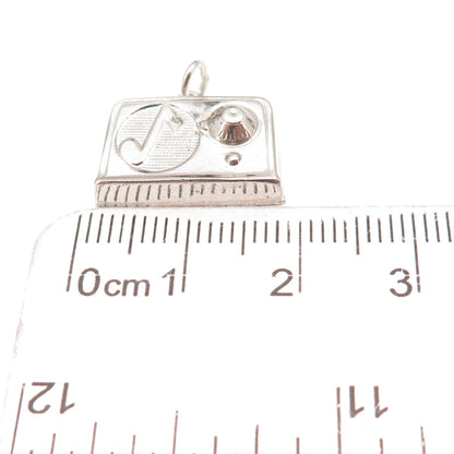 925 Sterling Silver Vintage Retro Radio Charm Pendant