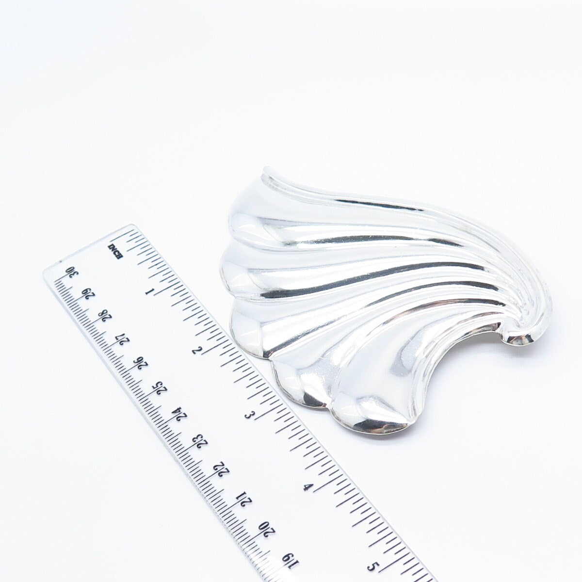 925 Sterling Silver Vintage Mexico Ribbed Pin Brooch