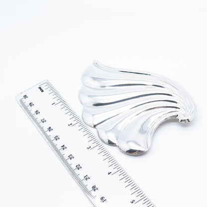 925 Sterling Silver Vintage Mexico Ribbed Pin Brooch