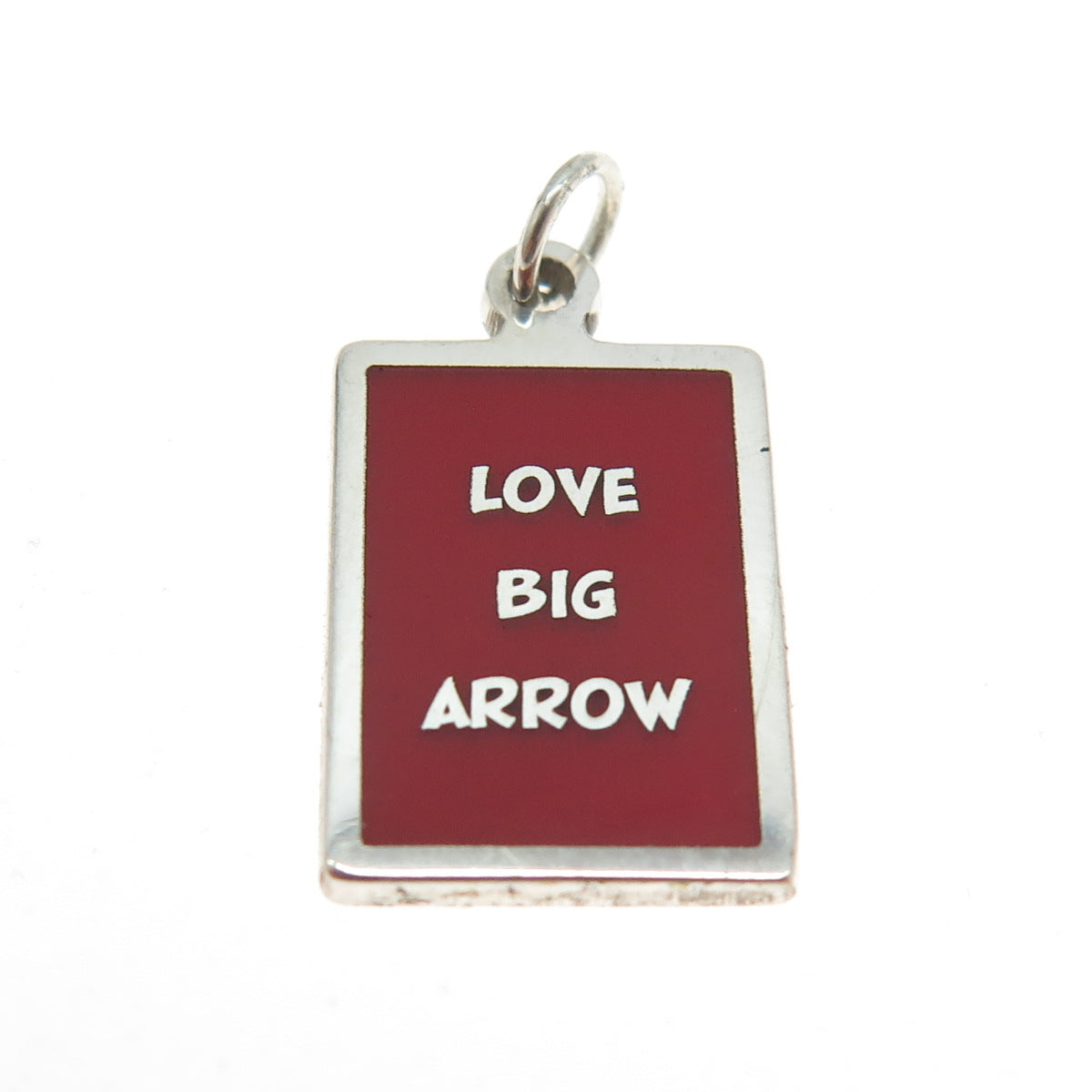 925 Sterling Silver Red Enamel "Love Big Arrow" Minimalist Charm Pendant