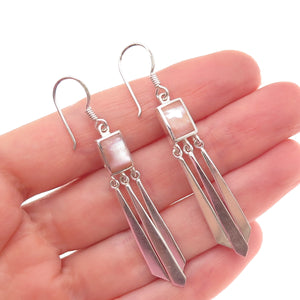 Boma 925 Sterling Silver Vintage Real MOP Modernist Dangle Earrings