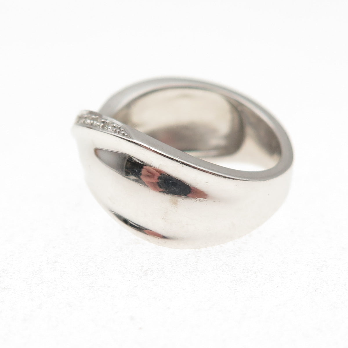 925 Sterling Silver Round-Cut Swarovski Crystal Twisted Ring Size 6.5